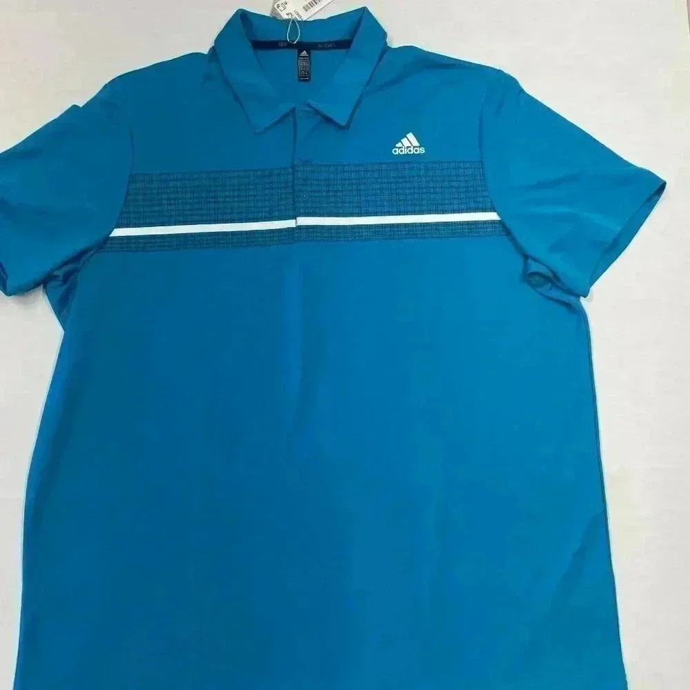 Adidas Mens Primegreen Chest Check Print Polo Golf Shirt